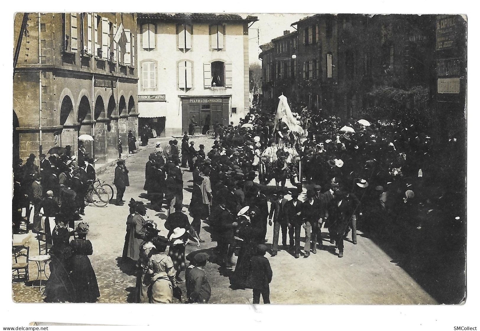 Varilhes. Carte Photo Voyagée En 1908 (défilé, Char, Cavalcade ...) Place De L'hotel De Ville (11551) - Varilhes