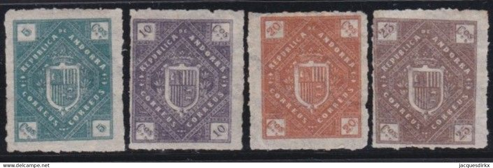 Andorre     .  Y&T   .    4  Timbres   .  (*)    .    Neuf Sans  Gomme - Unused Stamps