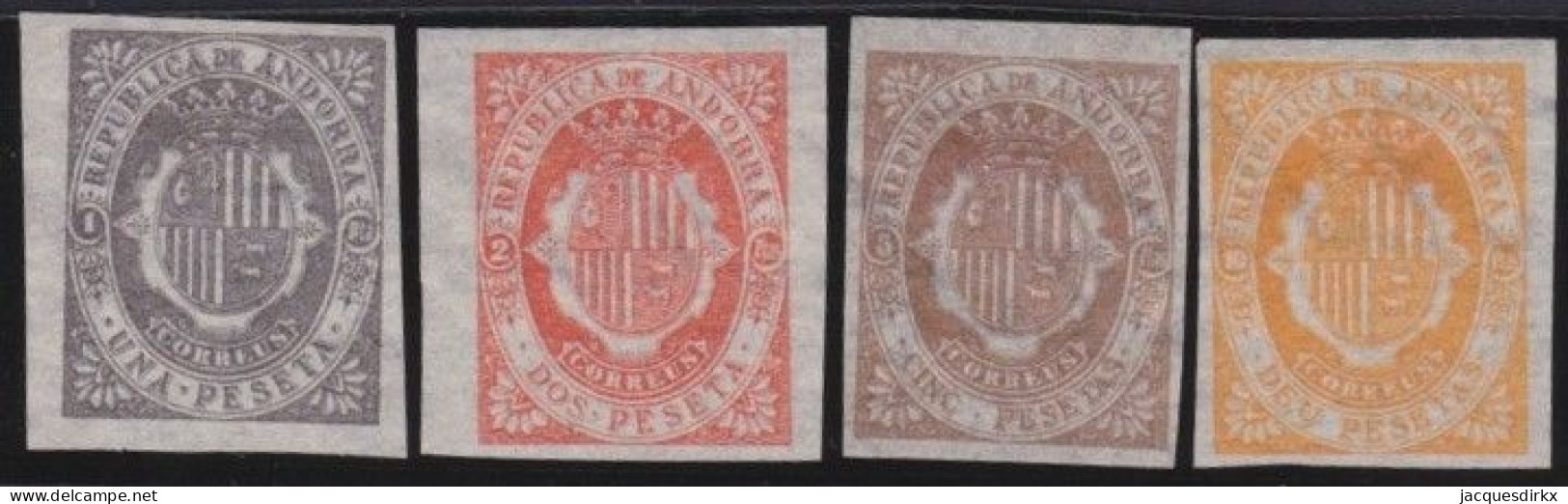 Andorre     .  Y&T   .    4  Timbres   .  (*)    .    Neuf Sans  Gomme - Neufs