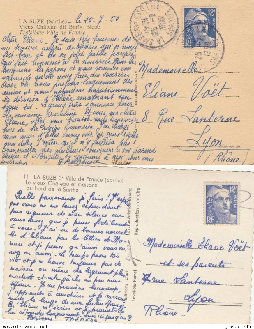 LA SUZE 1950 1951 4 CARTES - La Suze Sur Sarthe