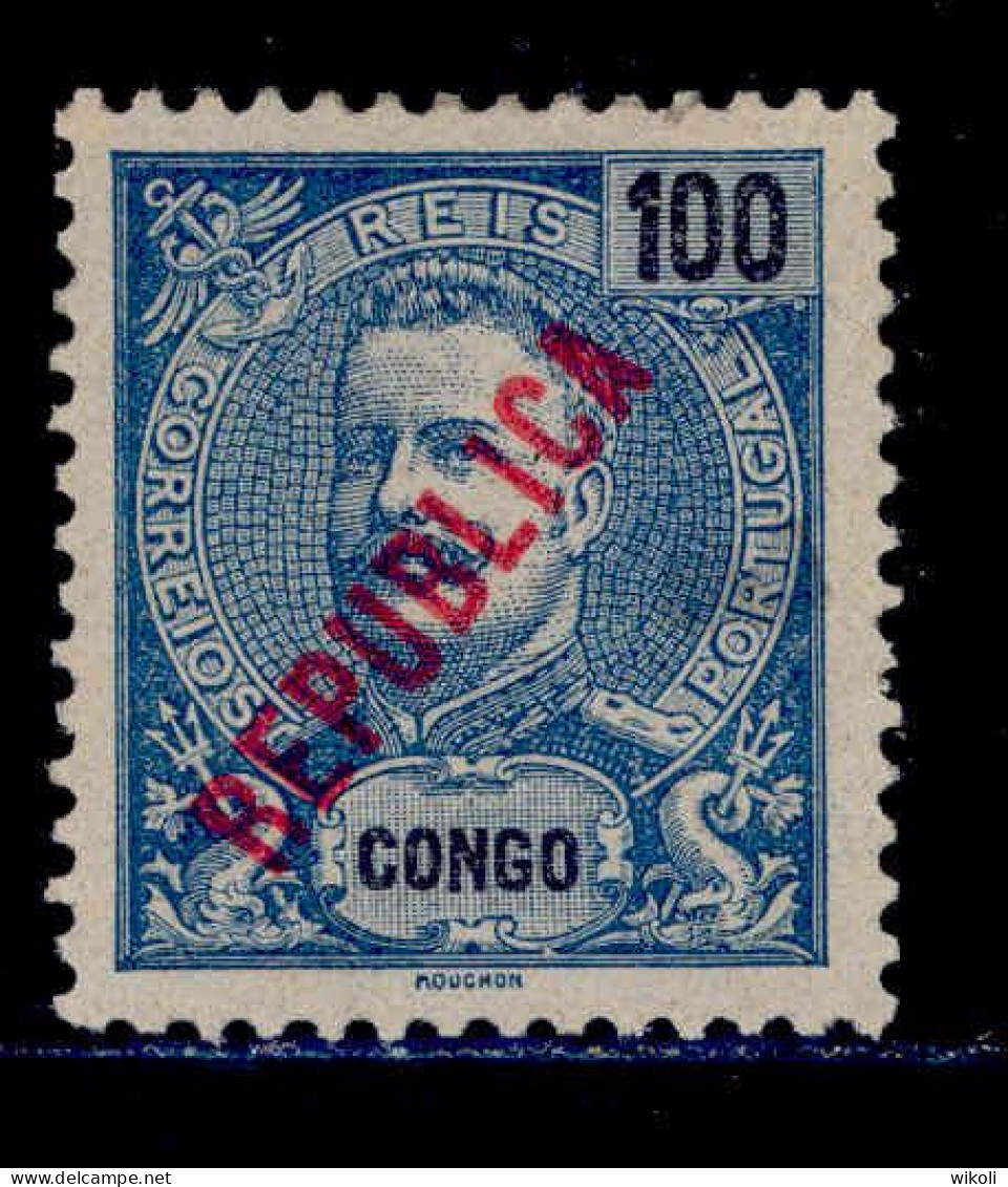 ! ! Congo - 1914 King Carlos Local Republica 100 R - Af. 117 - No Gum - Congo Portuguesa