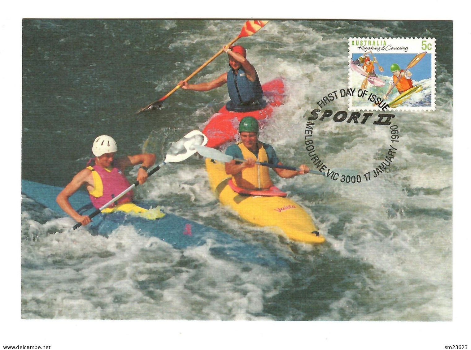 Australien 1990  Mi.Nr. 1182 , Wildwasserkajak - SPORT - Maximum Card - First Day 17 January 1990 - Cartes-Maximum (CM)