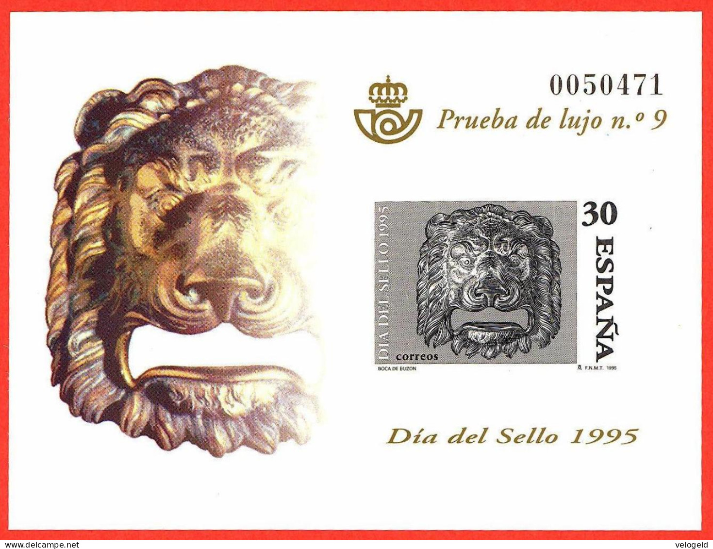 España. Spain. 1995. PO. Dia Del Sello. Boca-buzon En Bronce.. Cabeza De Leon - Blocs & Hojas