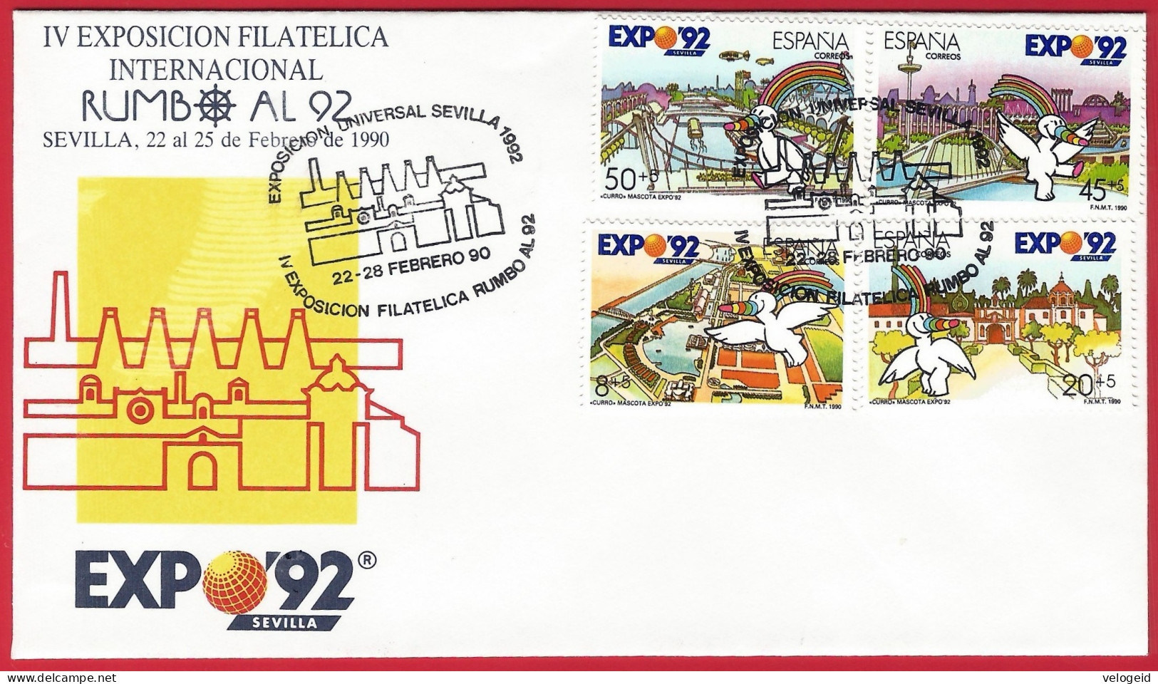 España. Spain. 1990. IV Exposicion Filatelica RUMBO AL 92. Sevilla - Máquinas Franqueo (EMA)