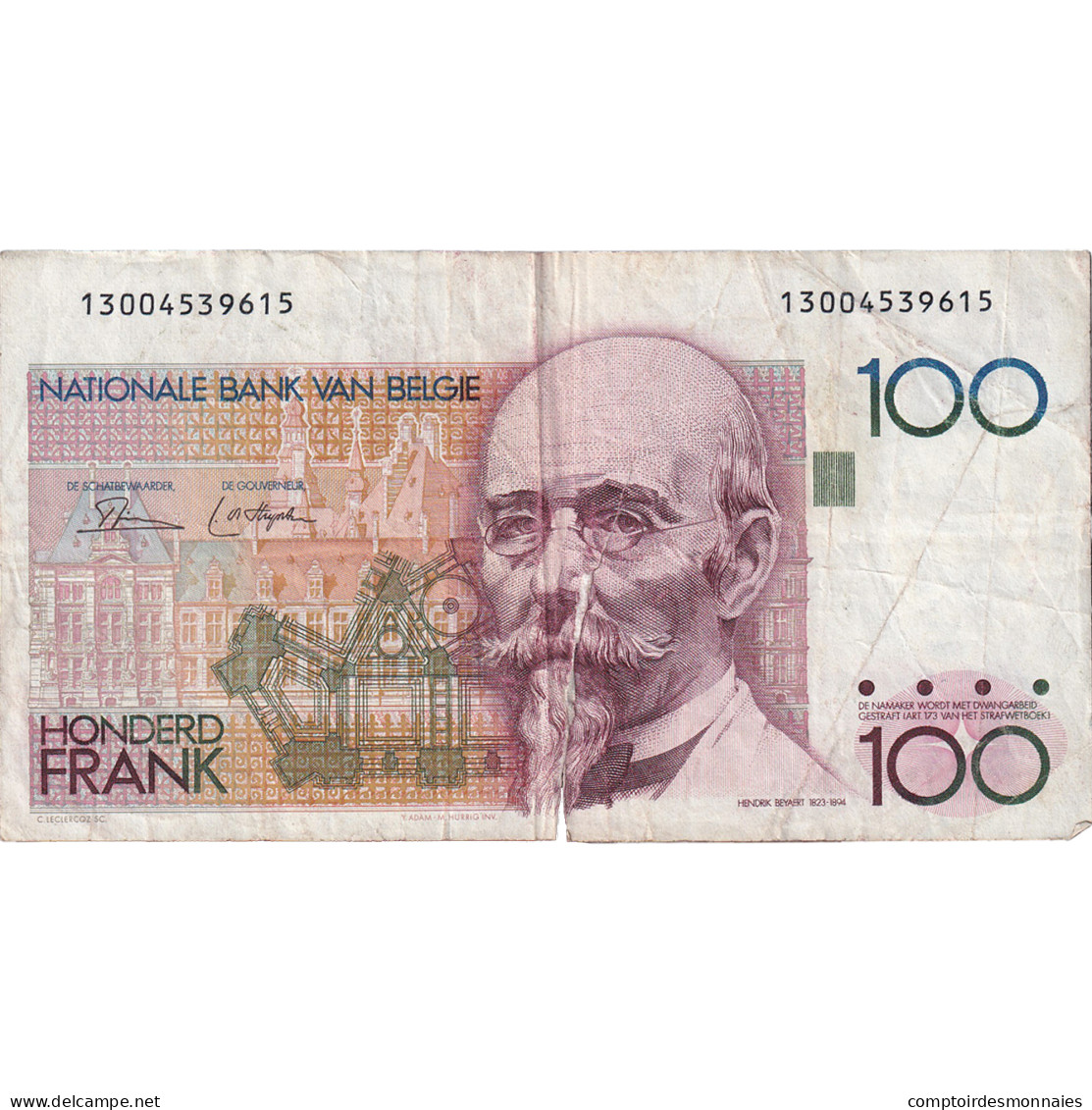 Belgique, 100 Francs, Undated (1982-94), KM:142a, AB+ - 100 Francos