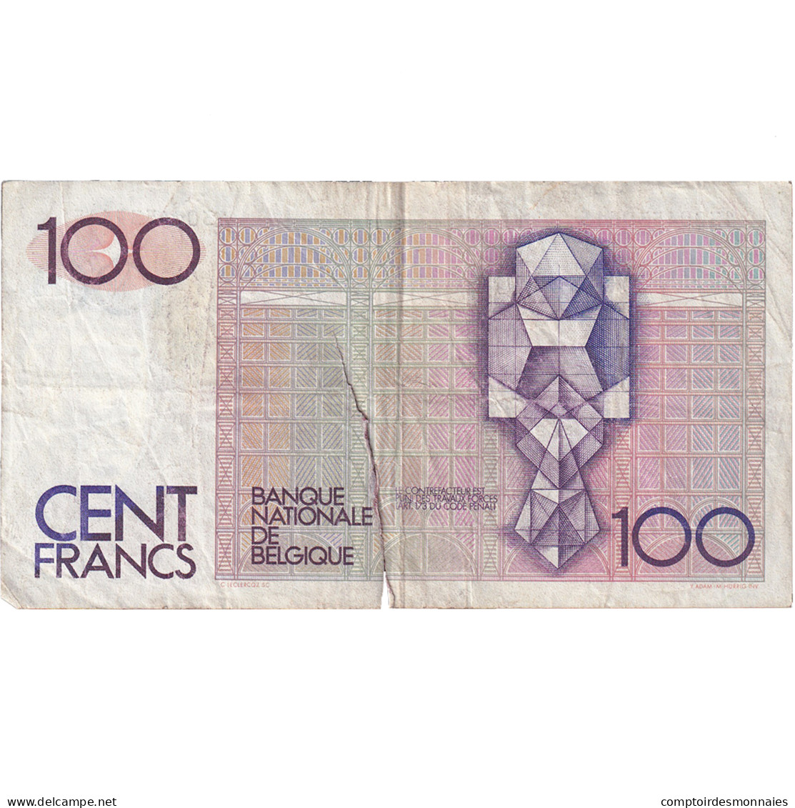 Belgique, 100 Francs, Undated (1982-94), KM:142a, AB+ - 100 Francos