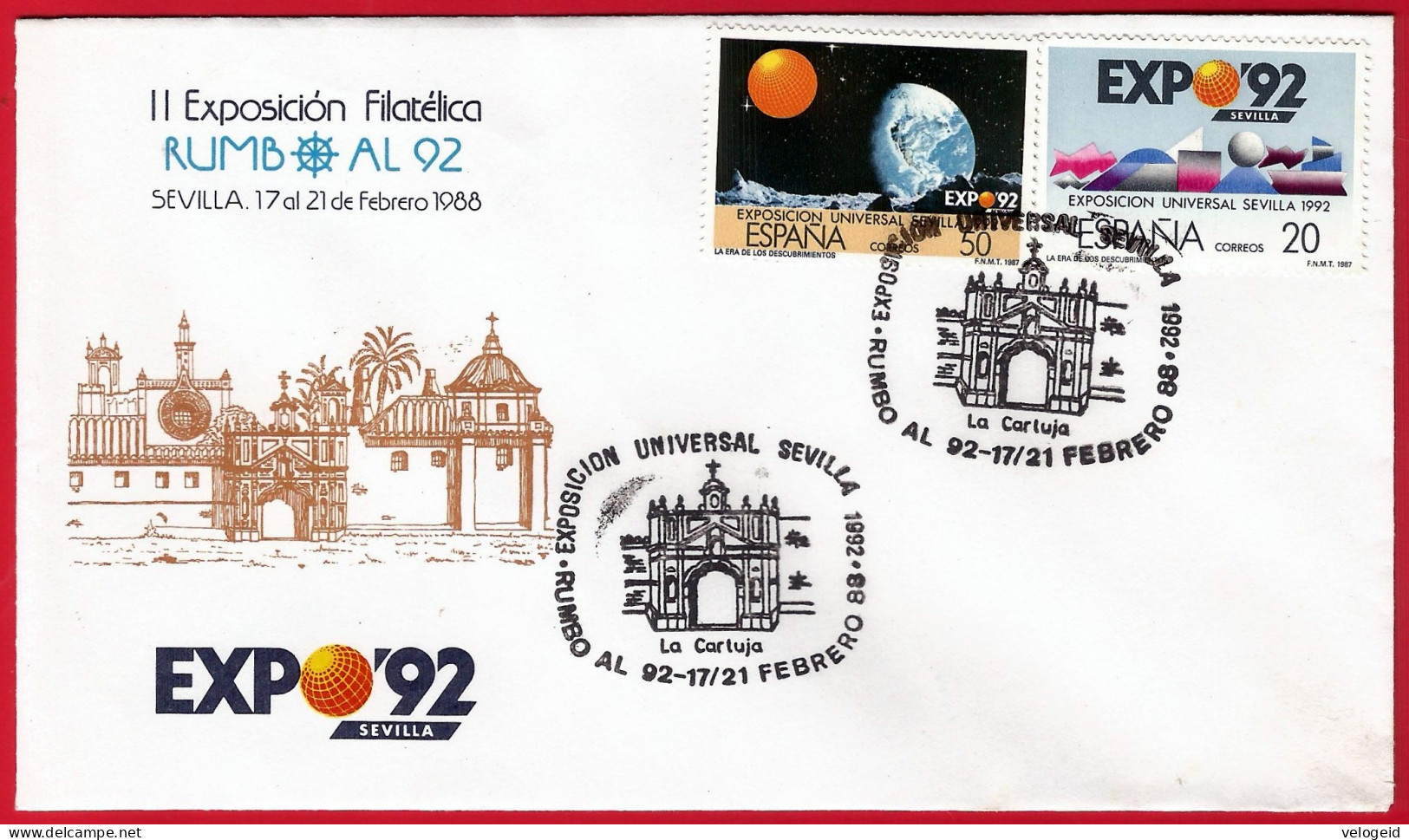 España. Spain. 1988. II Exposicion Filatelica RUMBO AL 92. Sevilla - Máquinas Franqueo (EMA)