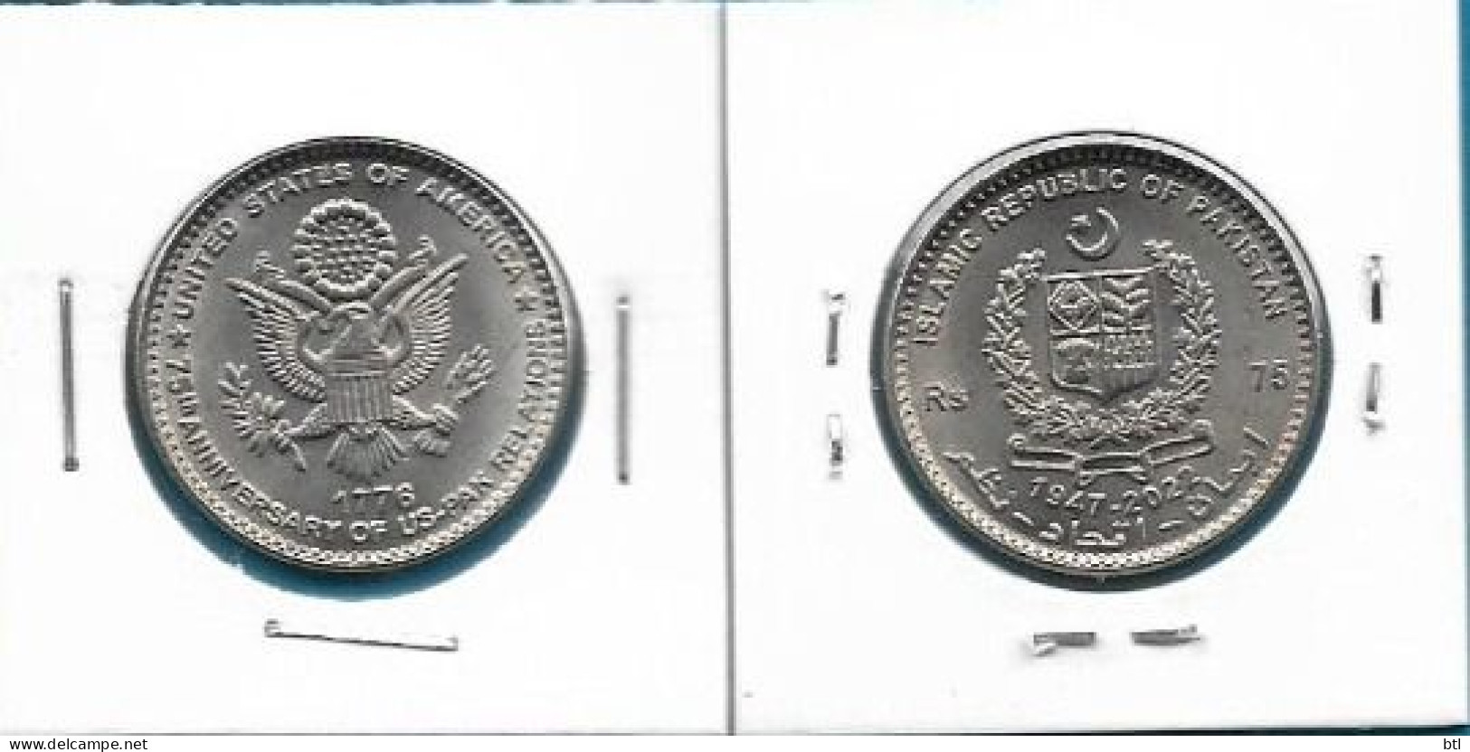 Pakistan - 75 Years Of Diplomatic Relation Pakistan-USA  "Commemorative Coin" - Pakistan