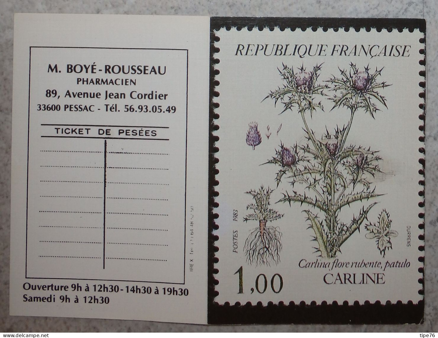 Petit Calendrier  De Poche 1989 Timbre De La Poste Plante - Pharmacie Pessac Gironde - Small : 1981-90