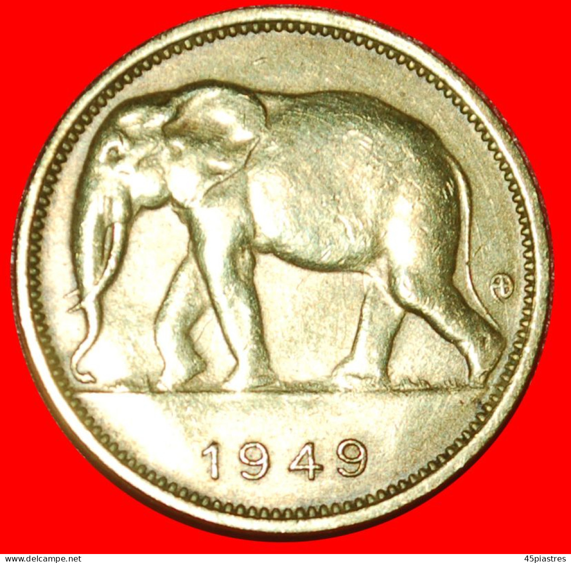 * SOUTH AFRICA ELEPHANT (1944-1949): BELGIAN CONGO  1 FRANC 1949 UNCOMMON! · LOW START · NO RESERVE! - 1945-1951: Regentschap