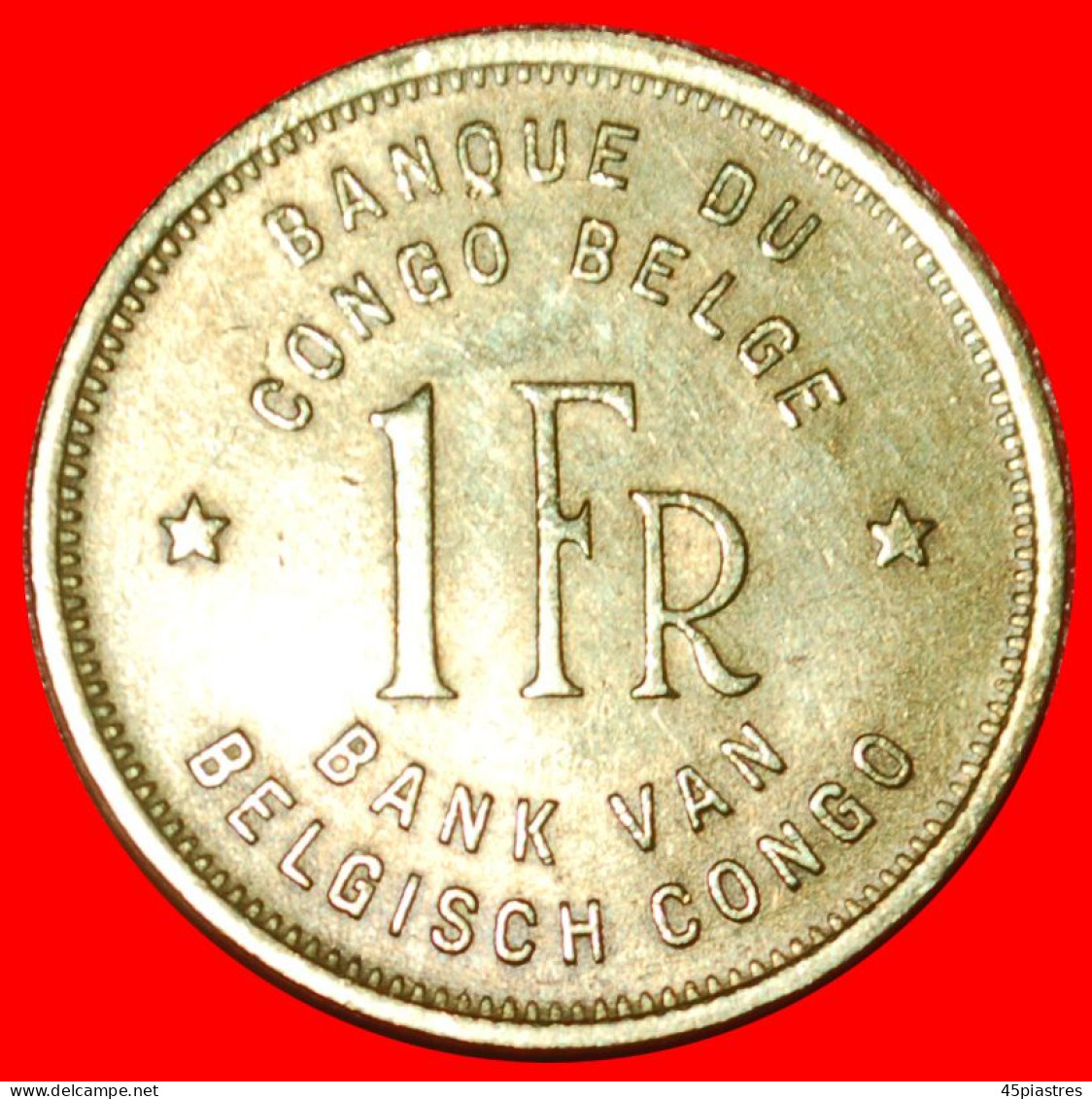 * SOUTH AFRICA ELEPHANT (1944-1949): BELGIAN CONGO  1 FRANC 1949 UNCOMMON! · LOW START · NO RESERVE! - 1945-1951: Regencia