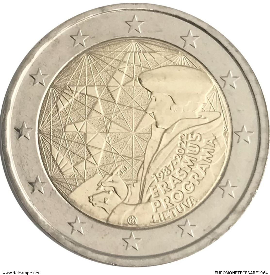 LITUANIA 2 EURO 2022 COMMEMORATIVO ERASMUS PROGRAMME  FIOR DI CONIO   UNC  FROM ROLLS - Lithuania