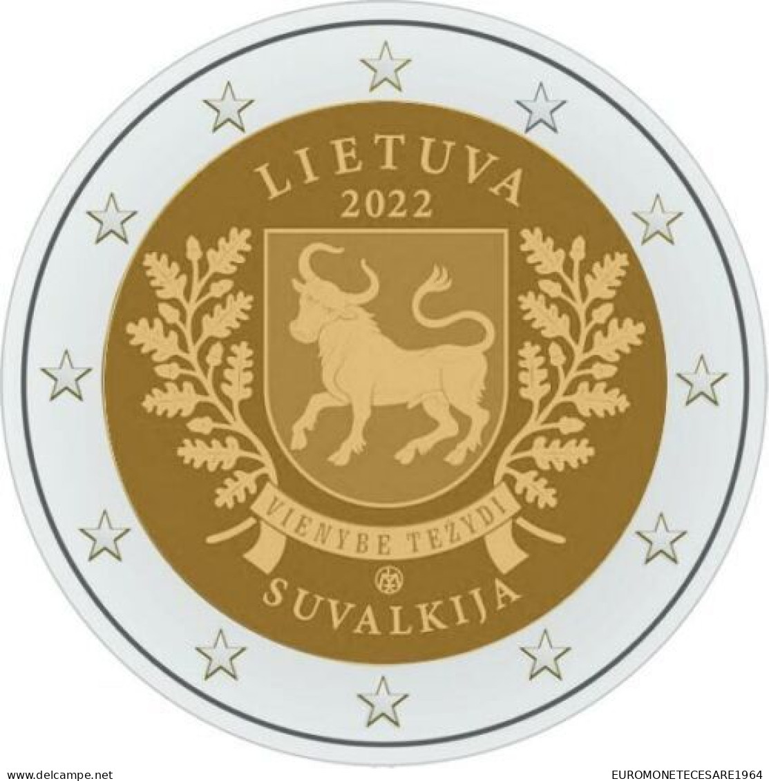 LITUANIA 2 EURO 2022 COMMEMORATIVO SUVALKIJA   FIOR DI CONIO   UNC  FROM ROLLS - Lithuania