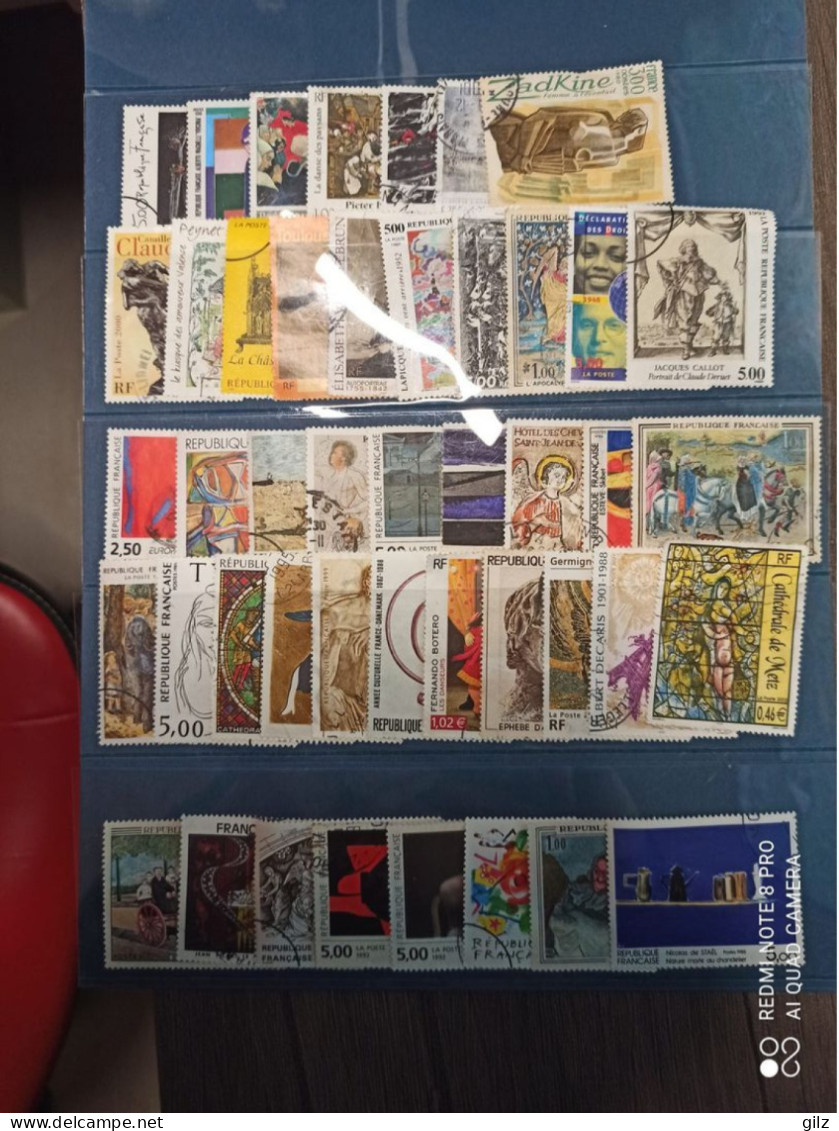 Lot De 45 Timbres Français Grand Format Oblitérés Tous Differents - Collections (sans Albums)