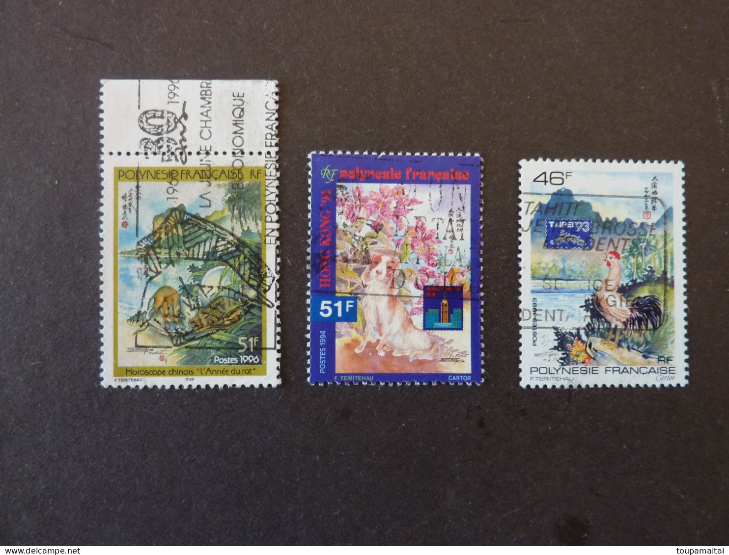 POLYNESIE FRANCAISE, Années 1993-96, YT N° 439-453-501 Oblitérés, Horoscope Chinois - Used Stamps