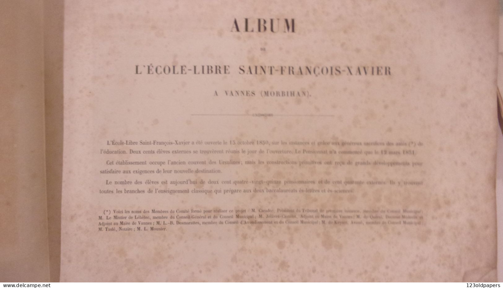 VANNES RARE ALBUM DE 6 LITHOGRAPHIES 1865 CHARPENTIER ECOLE LIBRE ST FRANCOIS XAVIER DESSINE PAR FELIX BENOIST - 1801-1900