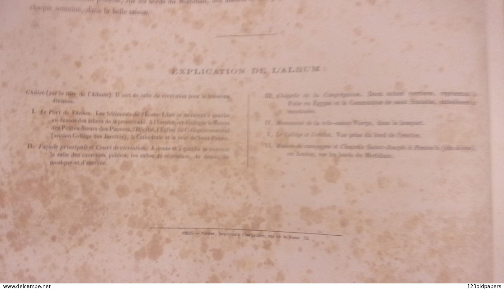 VANNES RARE ALBUM DE 6 LITHOGRAPHIES 1865 CHARPENTIER ECOLE LIBRE ST FRANCOIS XAVIER DESSINE PAR FELIX BENOIST