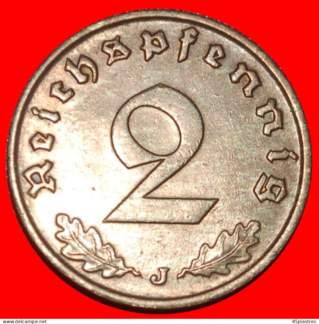 * SWASTIKA 1936-1940: GERMANY  2 PFENNIGS 1939J HAMBURG! THIRD REICH 1933-1945! · LOW START · NO RESERVE! - 2 Reichspfennig