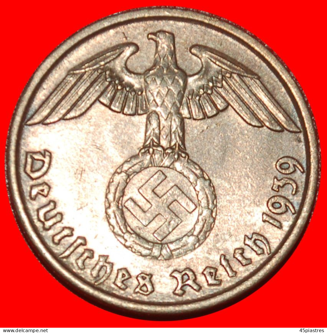 * SWASTIKA 1936-1940: GERMANY  2 PFENNIGS 1939J HAMBURG! THIRD REICH 1933-1945! · LOW START · NO RESERVE! - 2 Reichspfennig