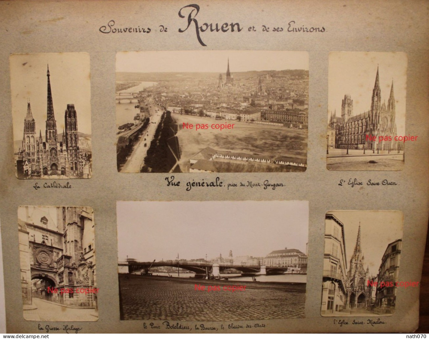 12 Photo 1890's Rouen Palais De Justice Beffroi Tirage Print Vintage Albumen Albuminé - Orte
