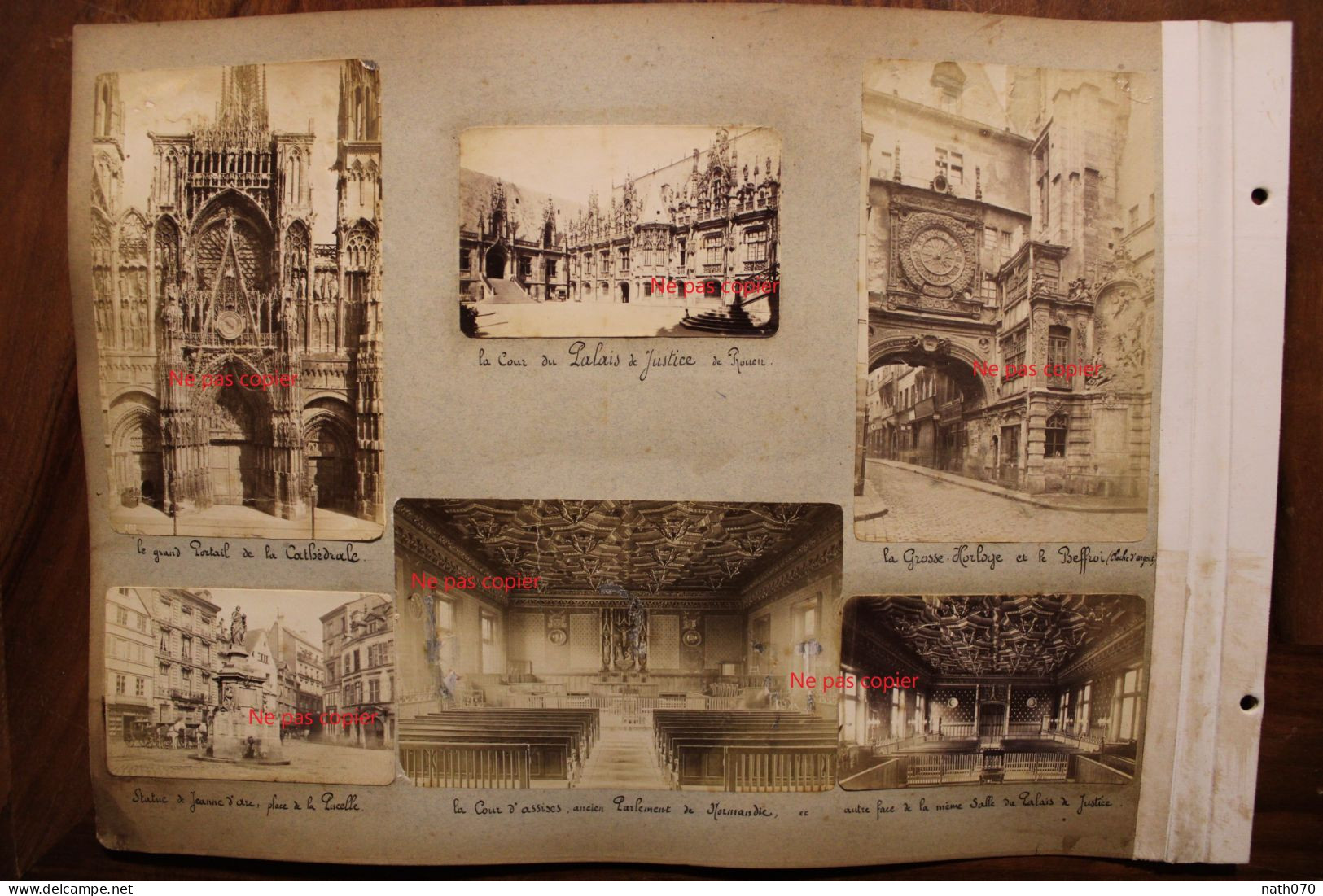 12 Photo 1890's Rouen Palais De Justice Beffroi Tirage Print Vintage Albumen Albuminé - Orte