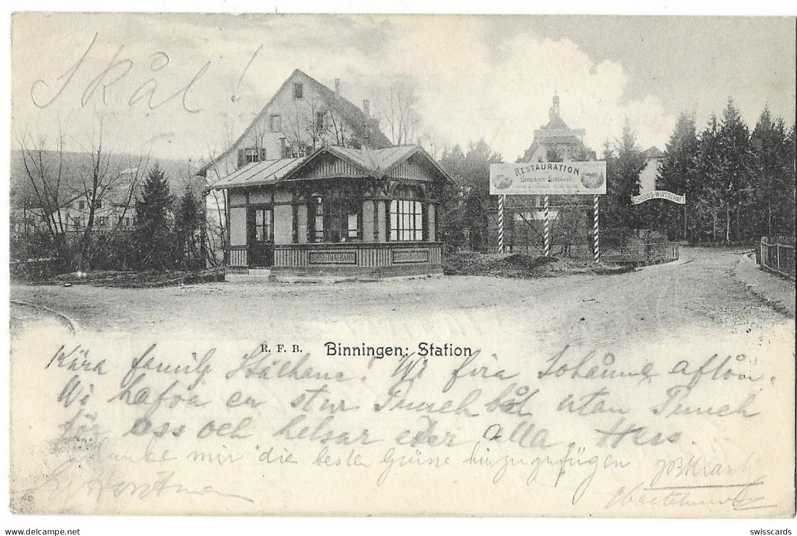 BINNINGEN: Tramstation Und Restaurant Schloss-Wirtschaft 1902 - Binningen