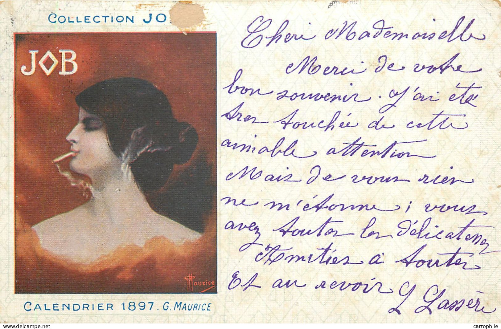 Illustrateur G. Maurice - Collection Job - Calendrier 1897 - Femme à La Cigarette - Tabac - Maurice