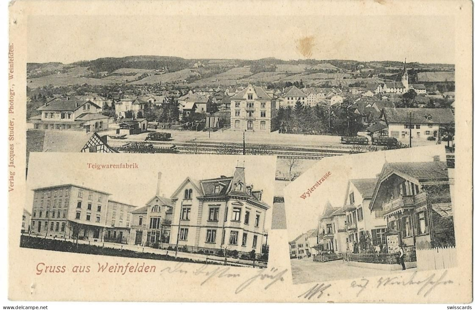 WEINFELDEN: 3-Bild-AK Mit Teigwarenfabrik, Wylerstrasse Und Quartier Um Bahnhof 1904 - Weinfelden