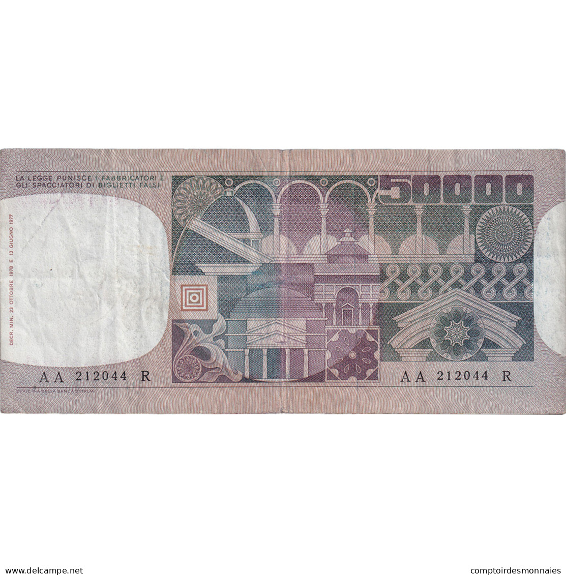 Billet, Italie, 50,000 Lire, 1980, 1980-04-11, KM:107c, TTB - 50000 Liras