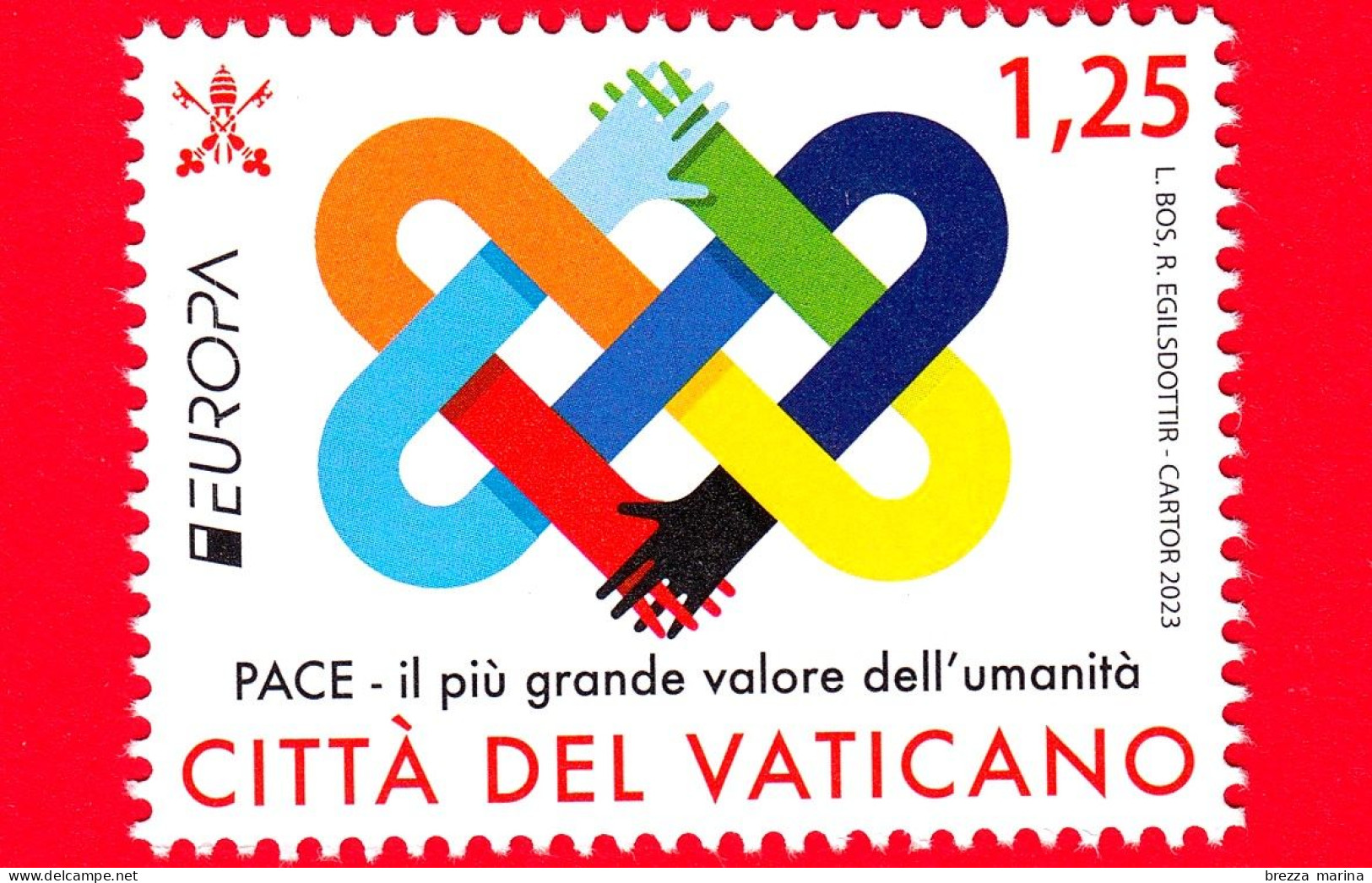 Nuovo - MNH - VATICANO - 2023 - Europa – Nodo Della Pace - Mani Stilizzate Intrecciate – 1.25 - Ungebraucht