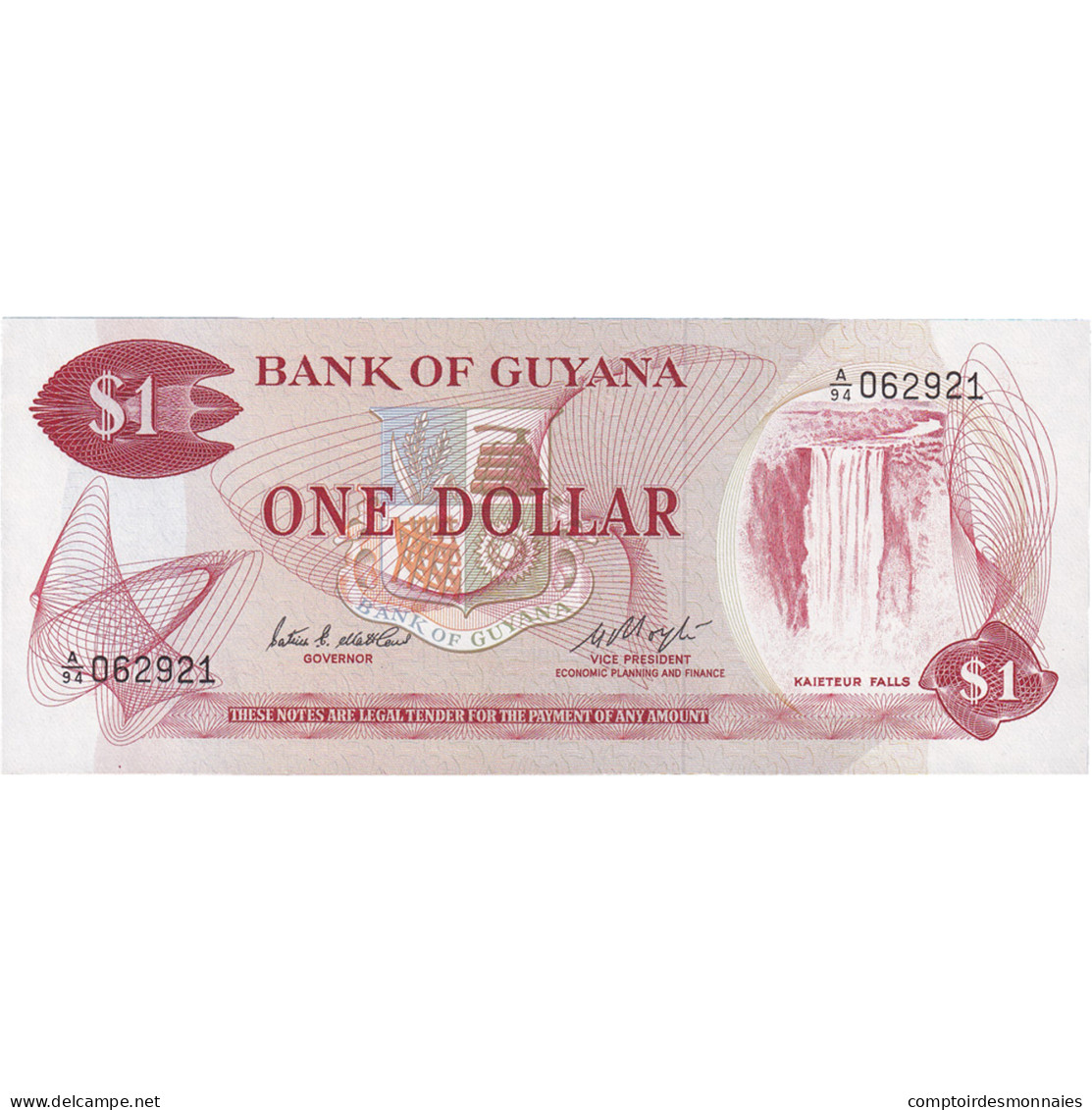 Billet, Guyana, 1 Dollar, 1989, KM:21f, NEUF - Guyana Francesa