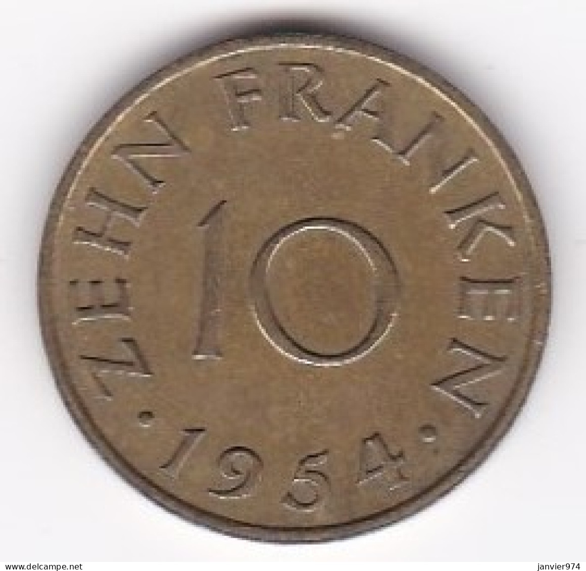 Sarre, Protectorat Français , 10 Franken 1954, Bronze-aluminium, KM# 1 - 10 Franken