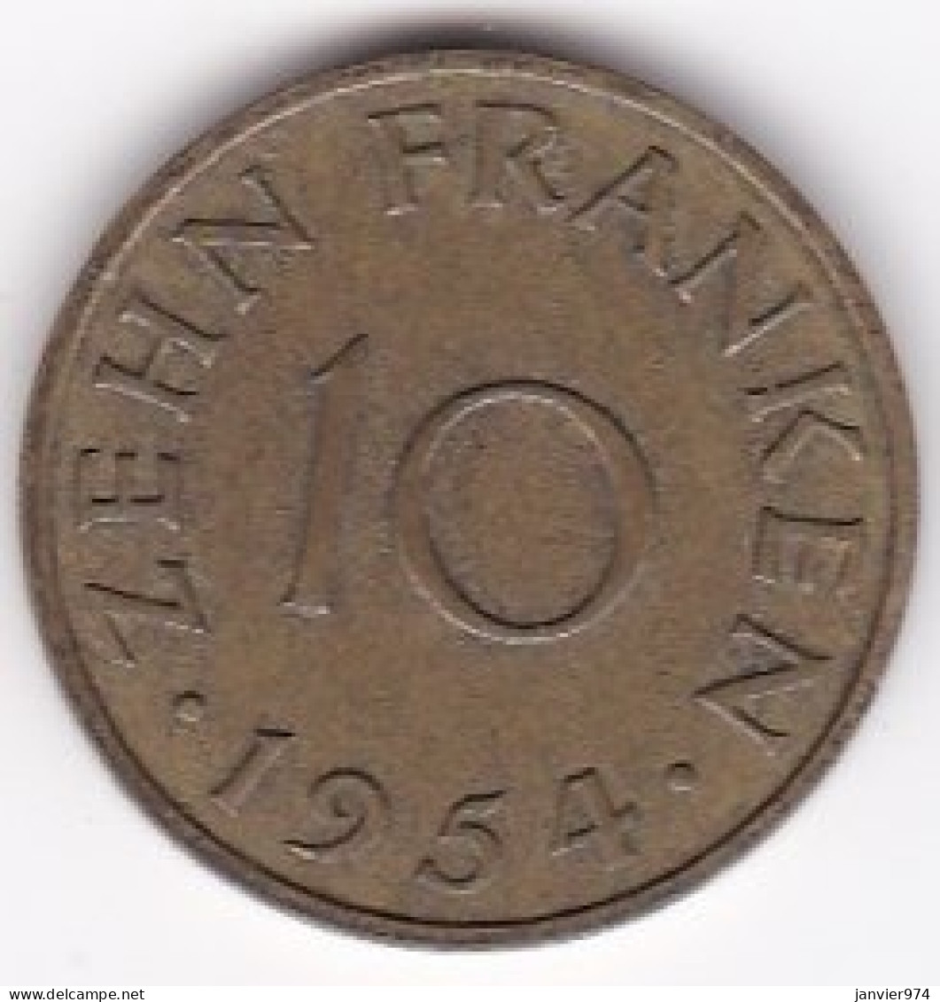 Sarre, Protectorat Français , 10 Franken 1954, Bronze-aluminium, KM# 1 - 10 Franken