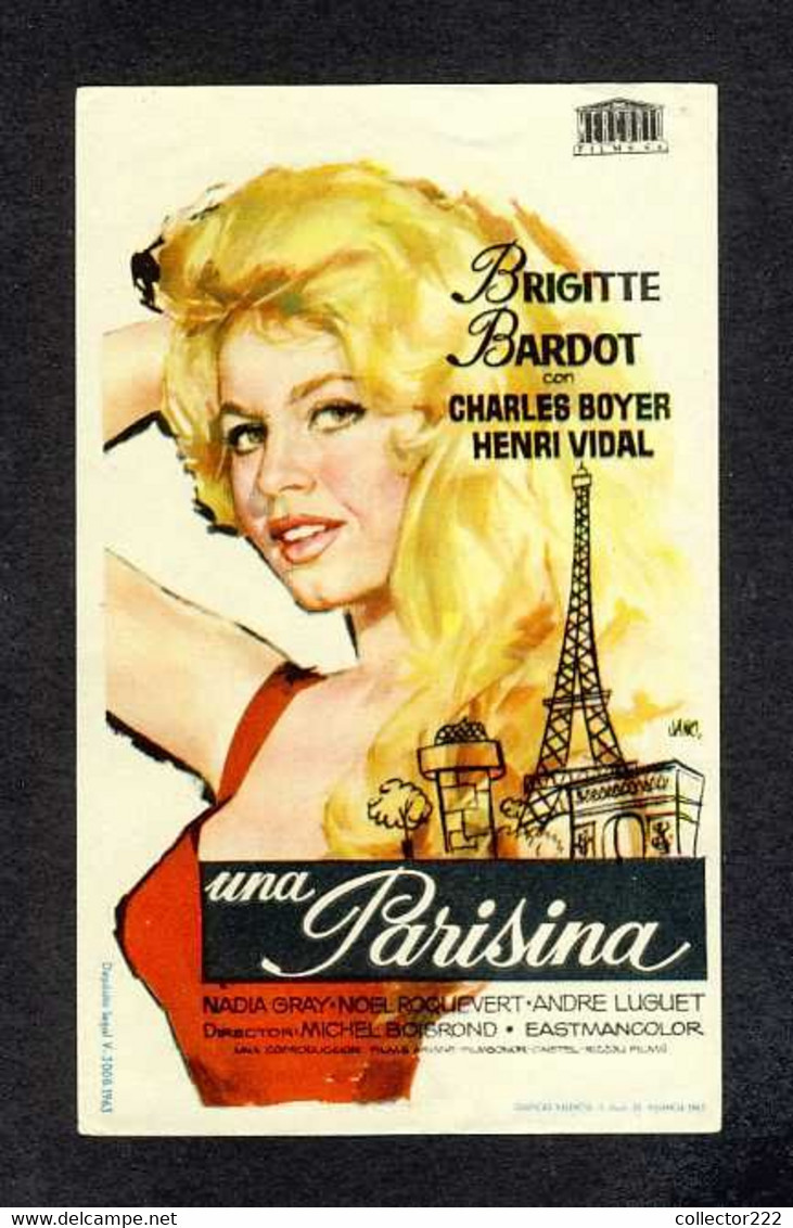 Affichette De Cinéma Du Film UNA PARISINA Avec Brigitte Bardot, Charles Boyer Et Henri Vidal - Affiches & Posters