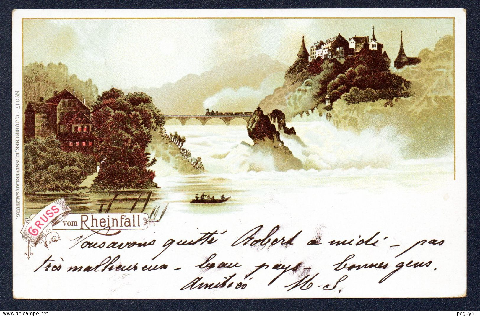 Schaffhouse. Gruss Vom Rheinfall. Chutes Du Rhin Et Château De Wörth. 1900 - Neuhausen Am Rheinfall