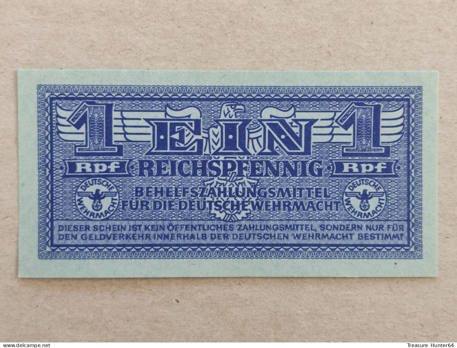 Greece, German Occupation, 1 Reichspfennig 1942 Military Banknote - Grèce