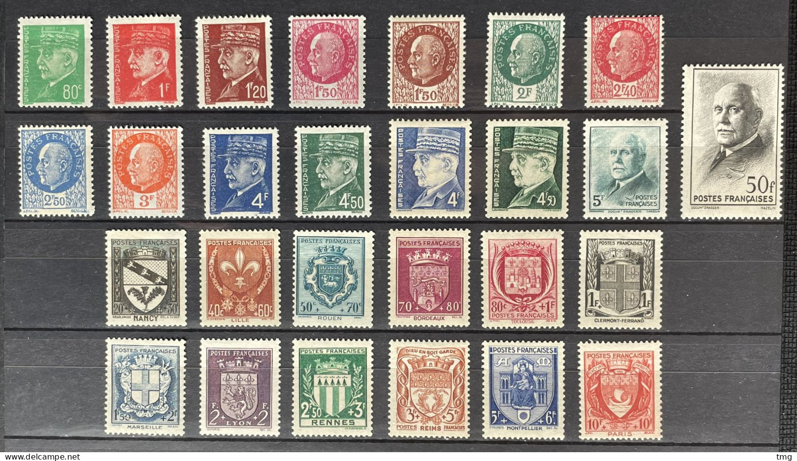 1941 (**) MNH Année Complète YT 470 à 537 Ader Petit Défaut 70 Valeurs Neufs (côte 177 €) France – Jpar - 1940-1949