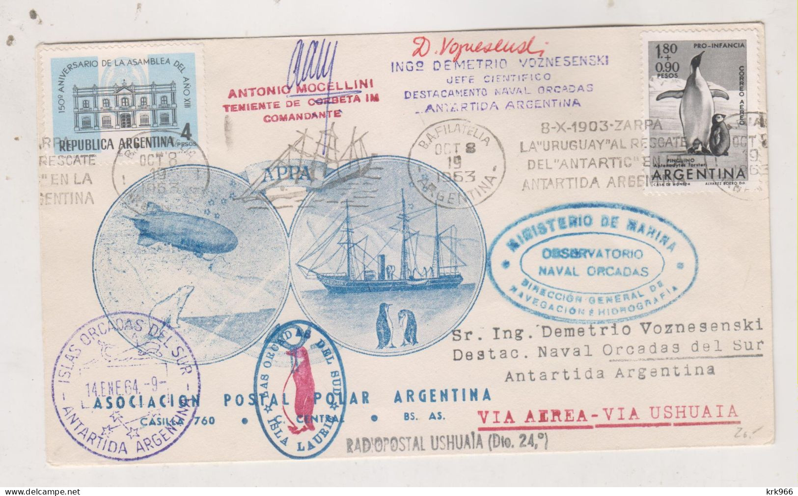 ARGENTINA  1963 ANTARCTICA Great Cover - Brieven En Documenten