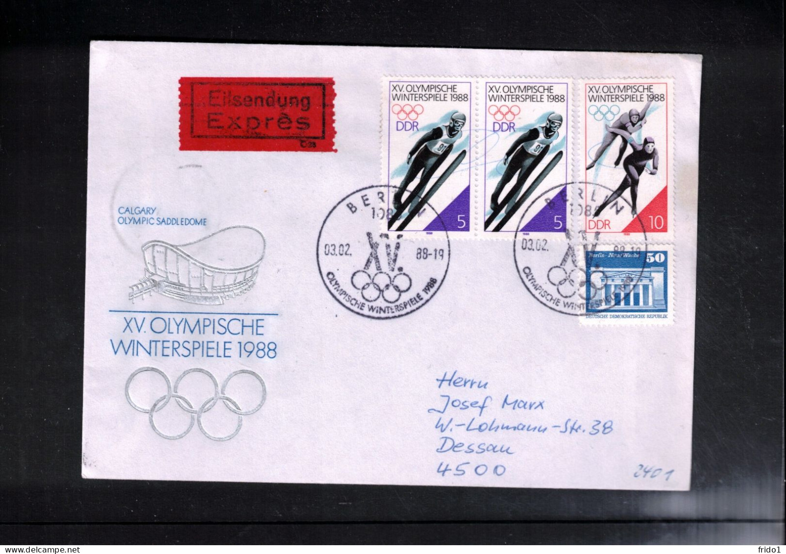 Germany DDR 1988 Olympic Games Calgary Interesting Letter With DDR Olympic Stamps - Winter 1988: Calgary