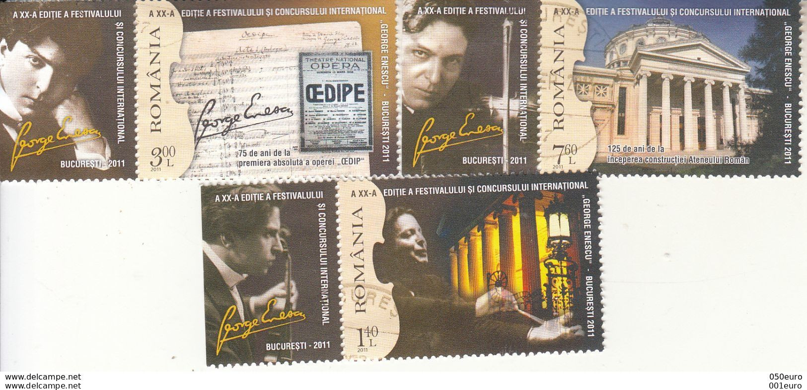 ROMANIA: MUSIC FESTIVAL "ENESCU" Used 3 Stamps Set #1037325610 - Registered Shipping! - Usati