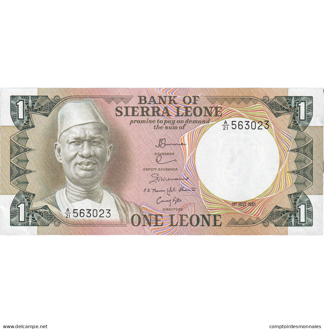 Billet, Sierra Leone, 1 Leone, 1981, 1981-07-01, KM:5e, NEUF - Sierra Leone