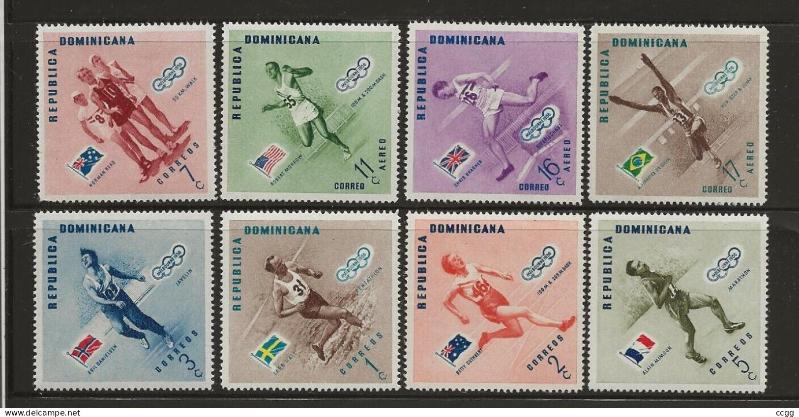 Olympische Spelen 1956 - Dominicaans Republiek  - Zegels Postfris - Verano 1956: Melbourne