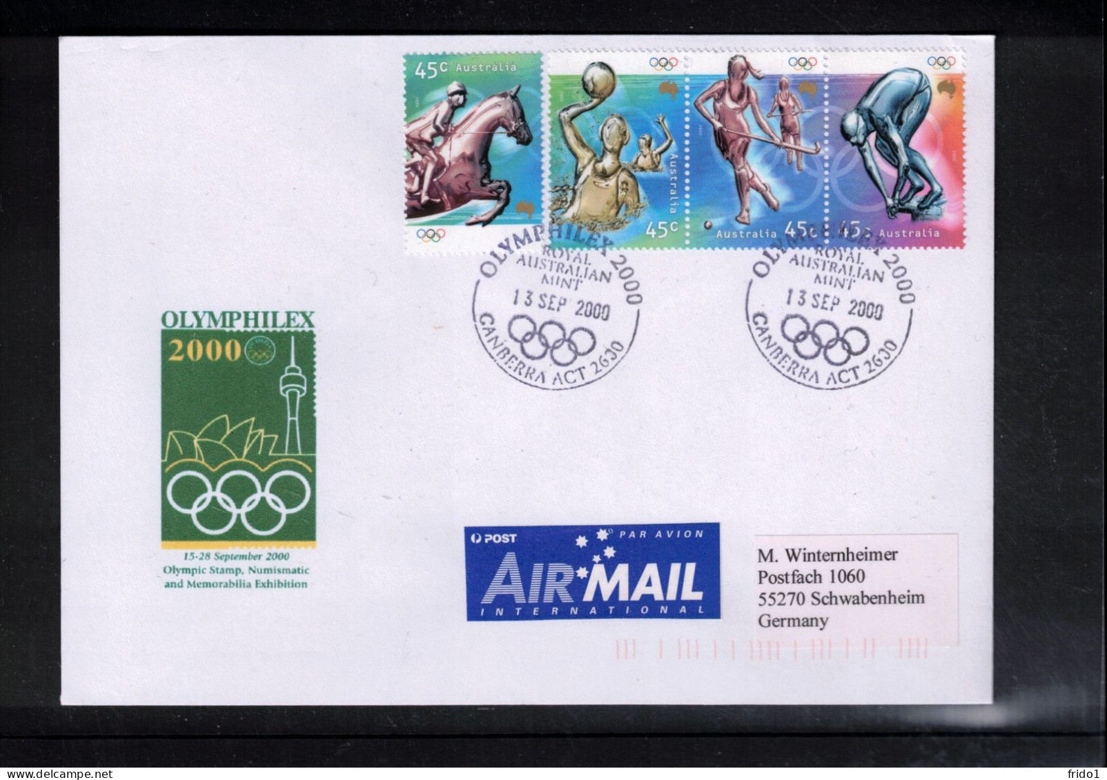 Australia 2000 Olympic Games Sydney - Olymphilex Interesting Cover - Ete 2000: Sydney