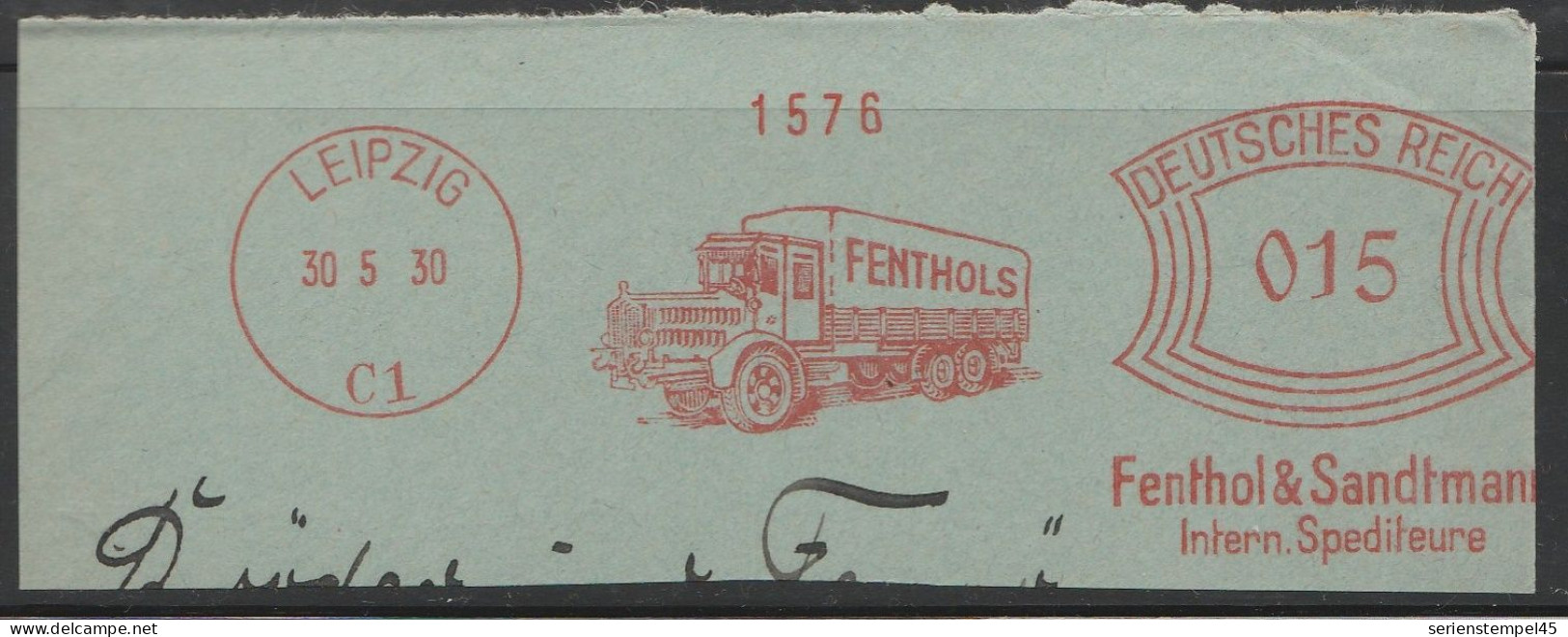 Motive  Verkehr & Transport  LKW Deutsches Reich Briefstück Mit Freistempel Leipzig 1930 LKW Fenthols - Camions