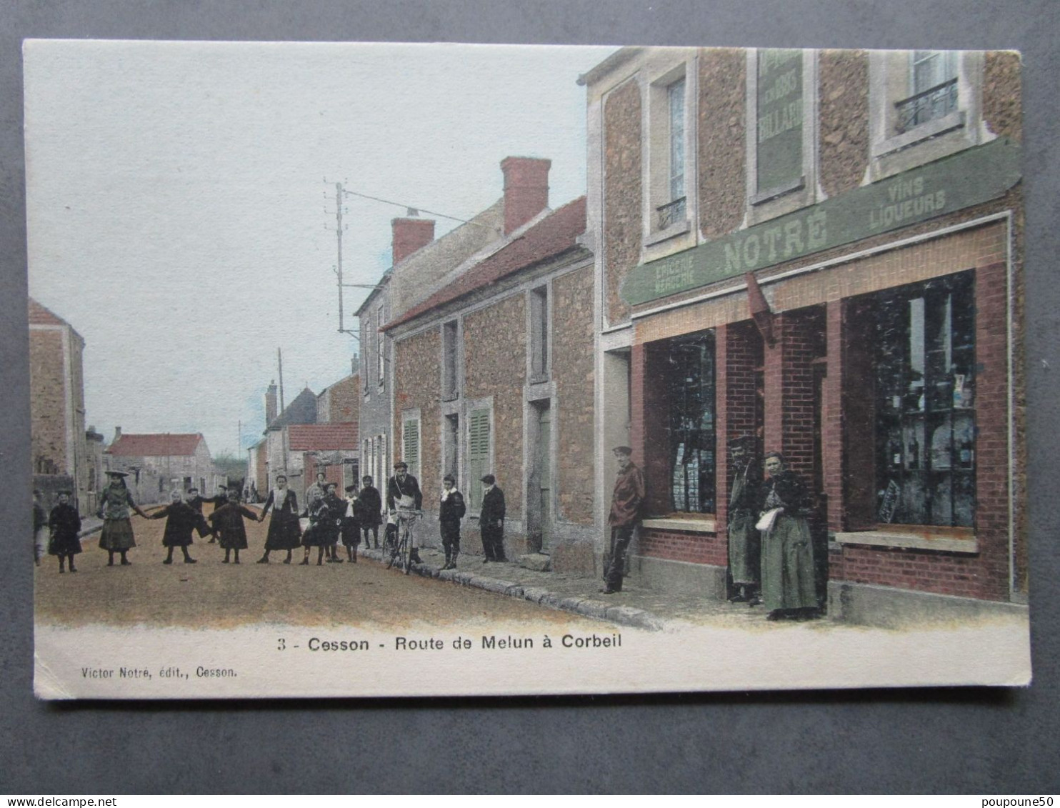 CPA 77 Seine Et Marne CESSON Vers Melun   - Route De Melun à Corbeil Café Tabac épicerie Mercerie Maison Notré 1910 - Cesson