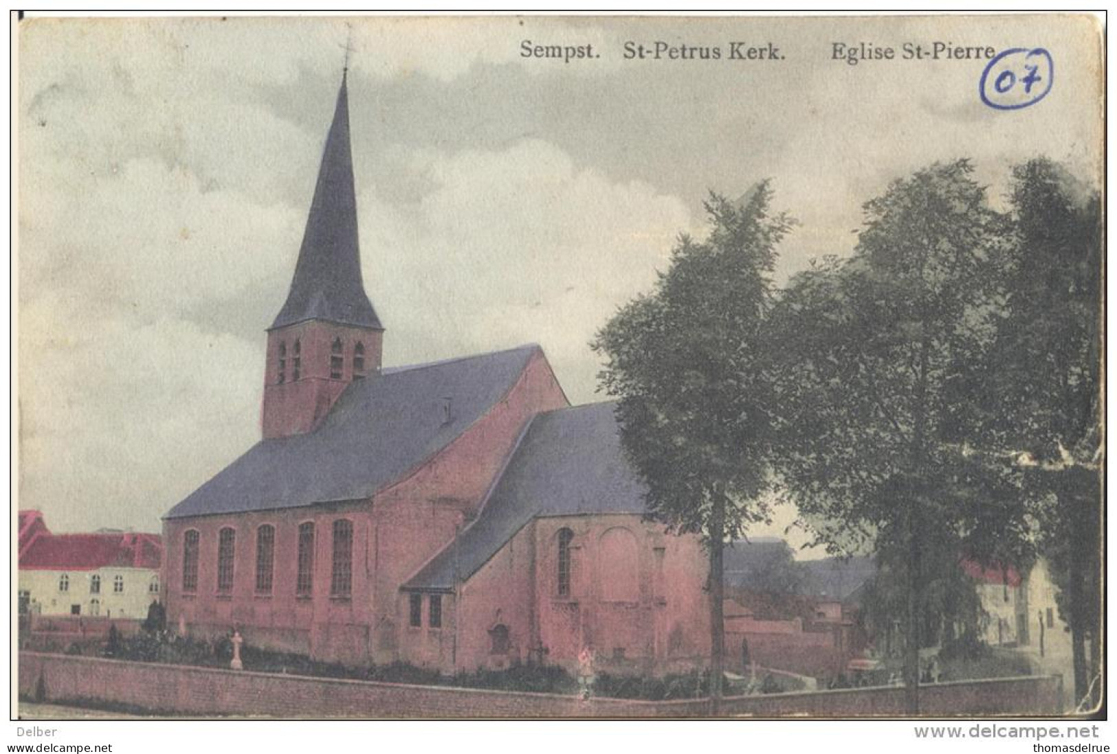 Op959:  SEMPST St.Petrus-Kerk Eglise St-Pierre ...réparée... 1909 - Zemst