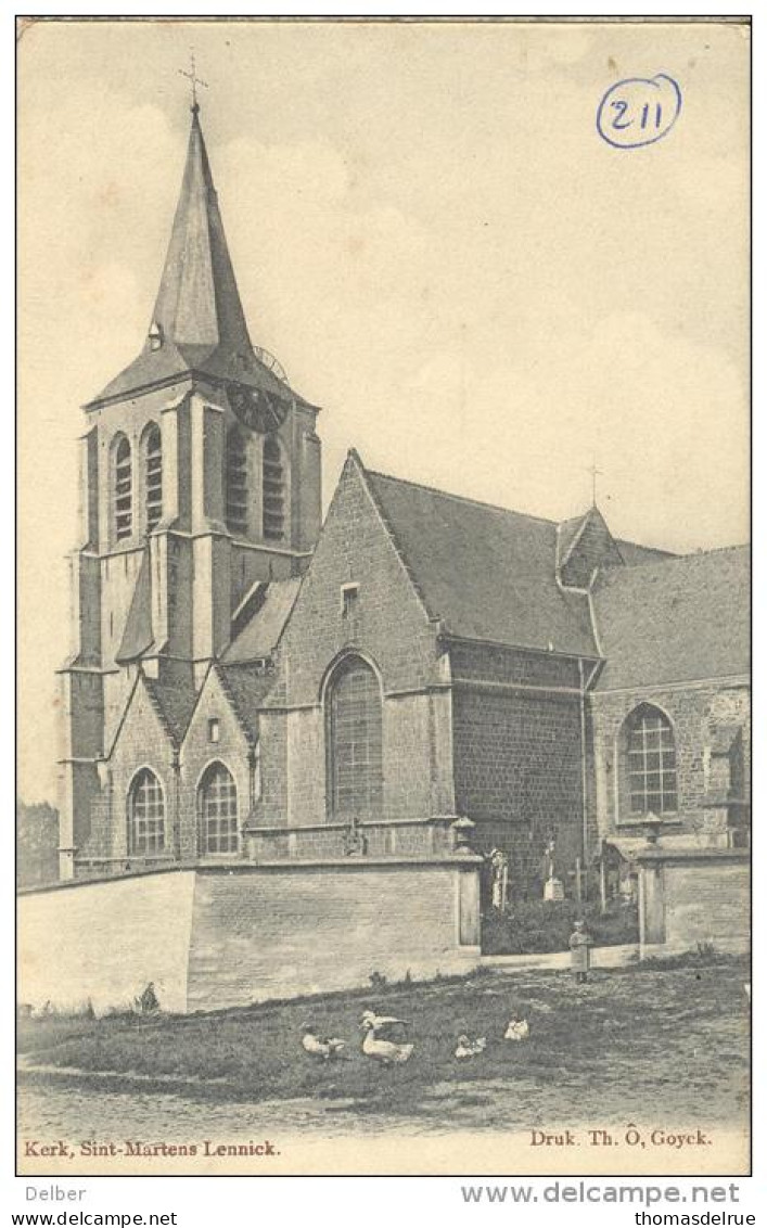 Op953:  Kerk, Sint-Martens Lennick Druk.Th. Ö, Goyck : N°81-tab: * GOYCK * : 1909: Sterstempel - Lennik