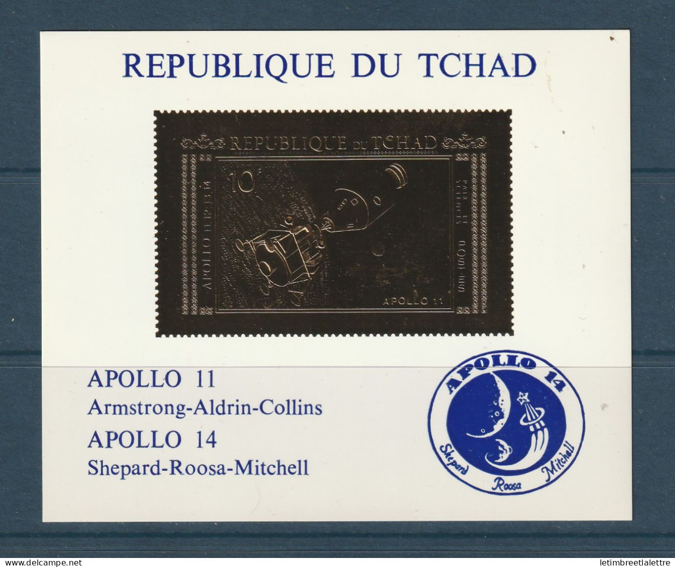 Tchad - Timbre En Or - Apollo 11 Et 14 - Chad (1960-...)