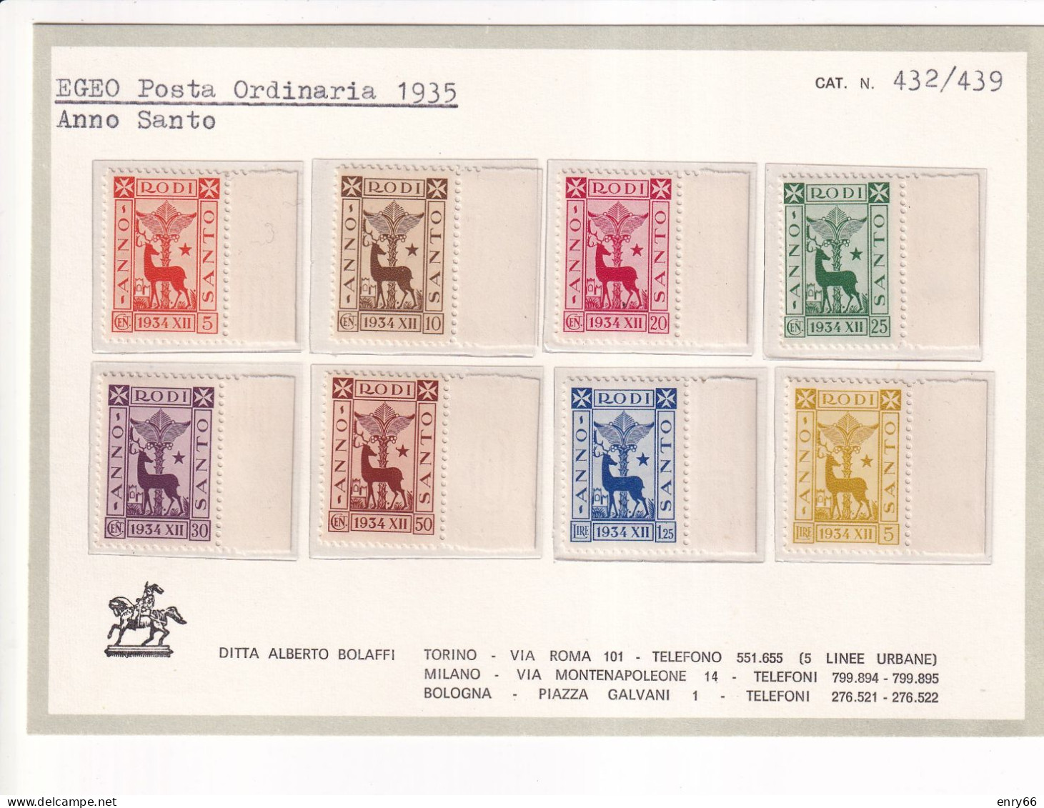 EGEO 1935 ANNO SANTO CAT. N°432-439 MNH - Egeo