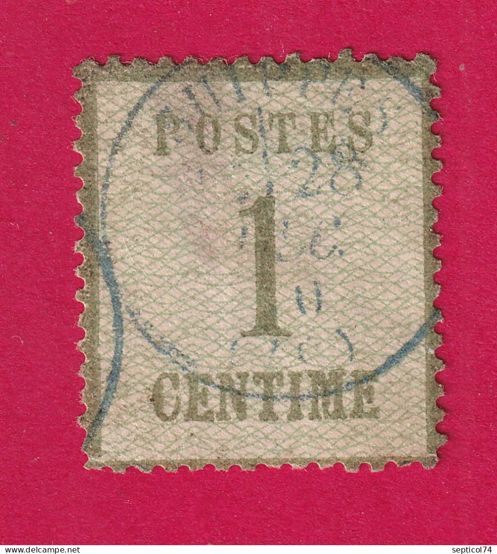 ALSACE LORRAINE N°1 CAD BLEU FRANCAIS TYPE 16 SUIPPES MARNE TIMBRE BRIEFMARKEN STAMP FRANCE - Used Stamps